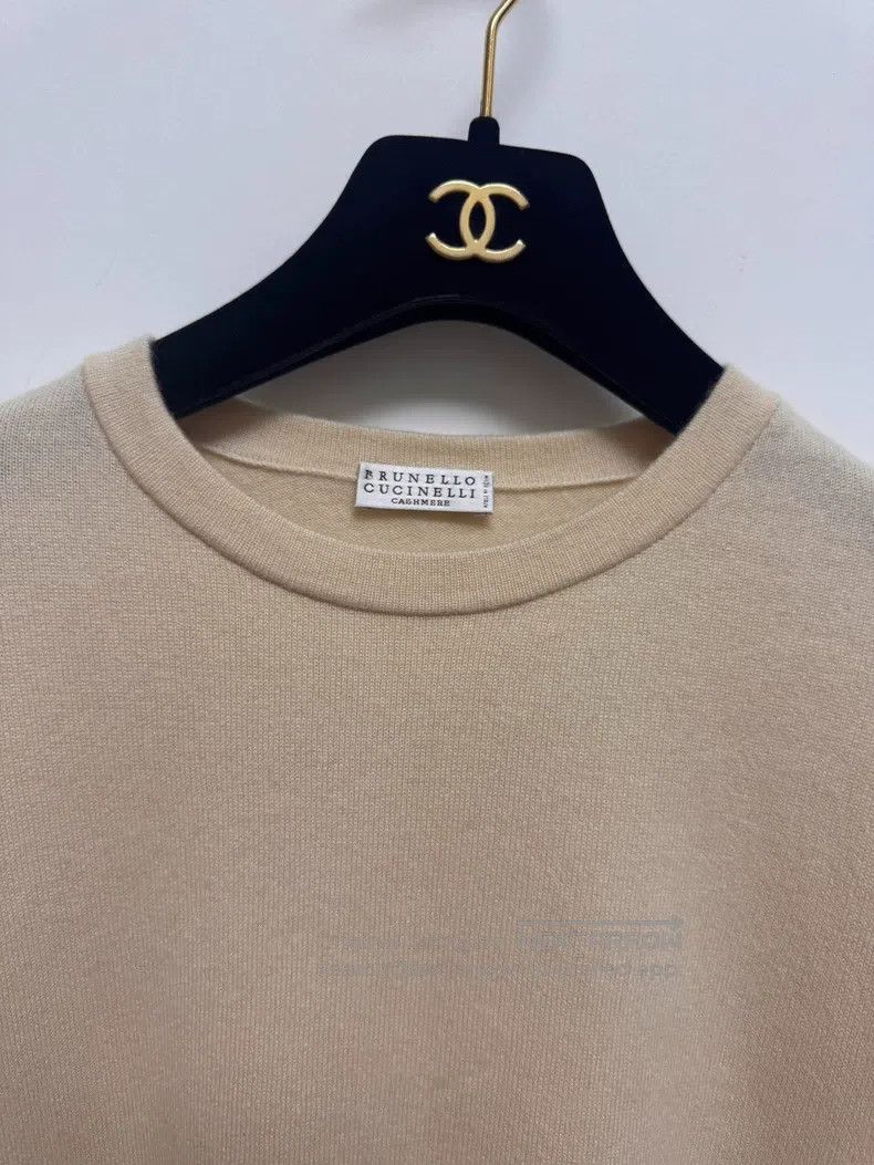 Brunello Cucinelli Brunello Cucinelli Beige Cashmere Lace Sleeve Sweater Size M / US 6-8 / IT 42-44 - 4 Thumbnail