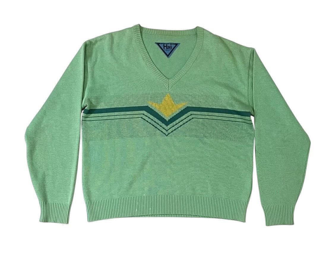 Vintage hai sporting gear intarsia y2k knitted sweater
