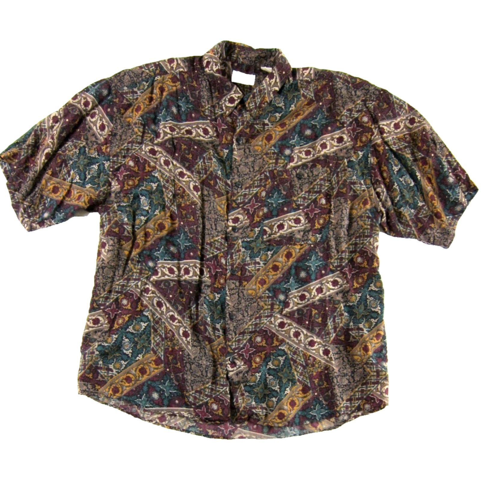 Vintage Summa 100% Silk Floral Button Up Short Sleeve Shirt Men XL Red Green Orange Rose Century? Size US XL / EU 56 / 4 - 2 Thumbnail