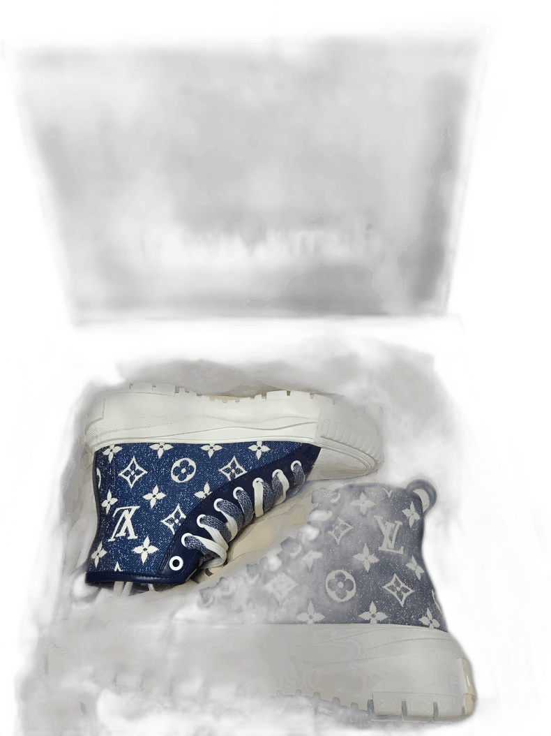 Louis Vuitton Louis Vuitton Denim High-Top Sneakers Size 34-2507 Size US 4 / IT 34 - 1 Thumbnail