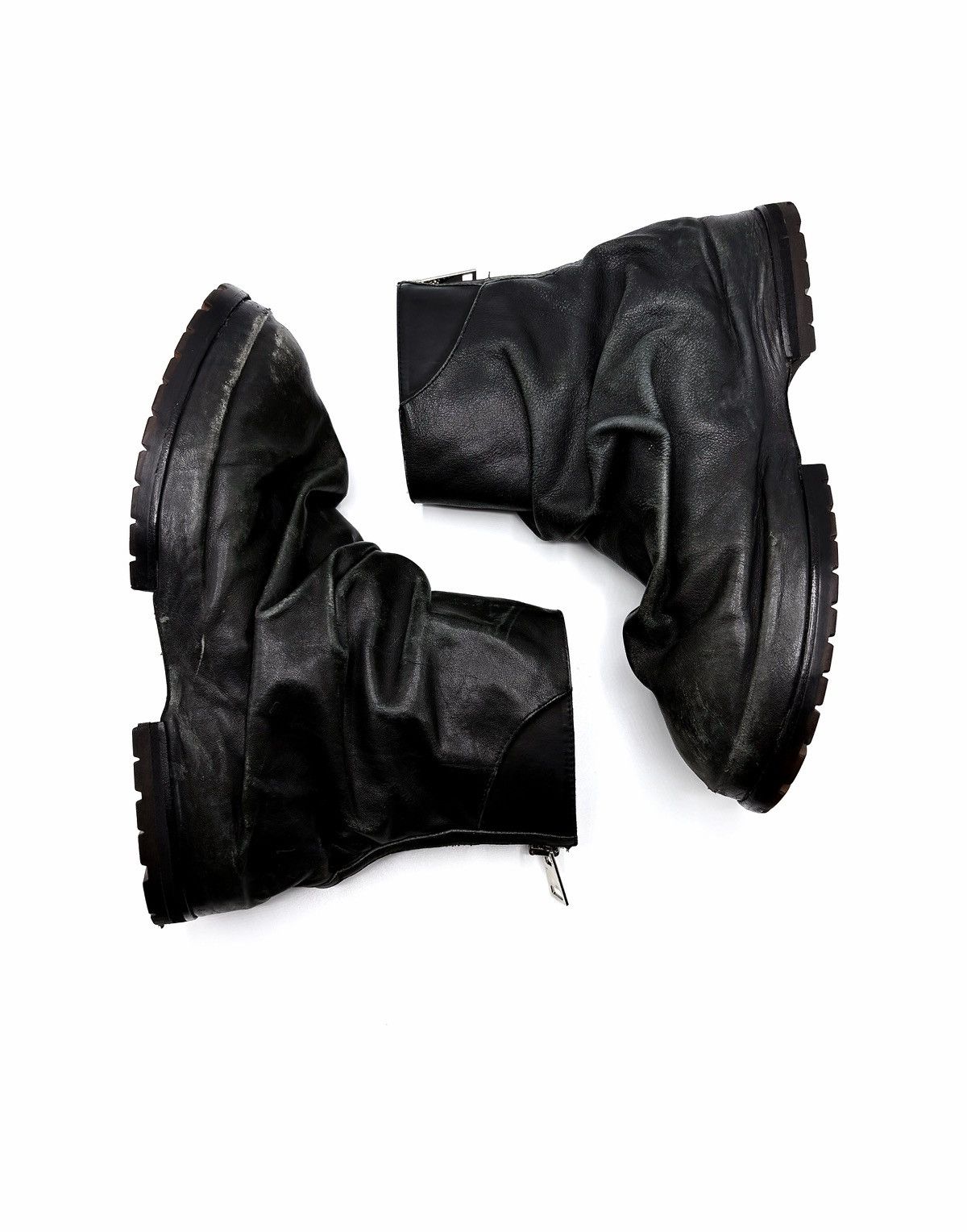 424 424 Marathon Distressed Black Leather Boots Size US 11 / EU 44 - 2 Thumbnail
