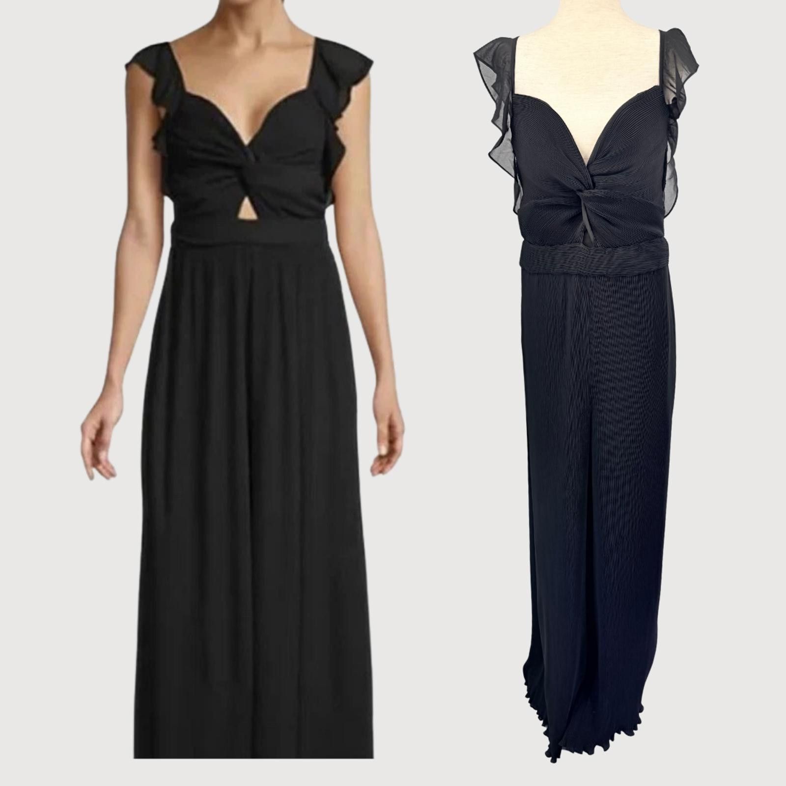 Other Revolve ASTR Haydee Plisse Jumpsuit Black Wide Leg NWT L Size 36" / US 14 / IT 50 - 1 Thumbnail