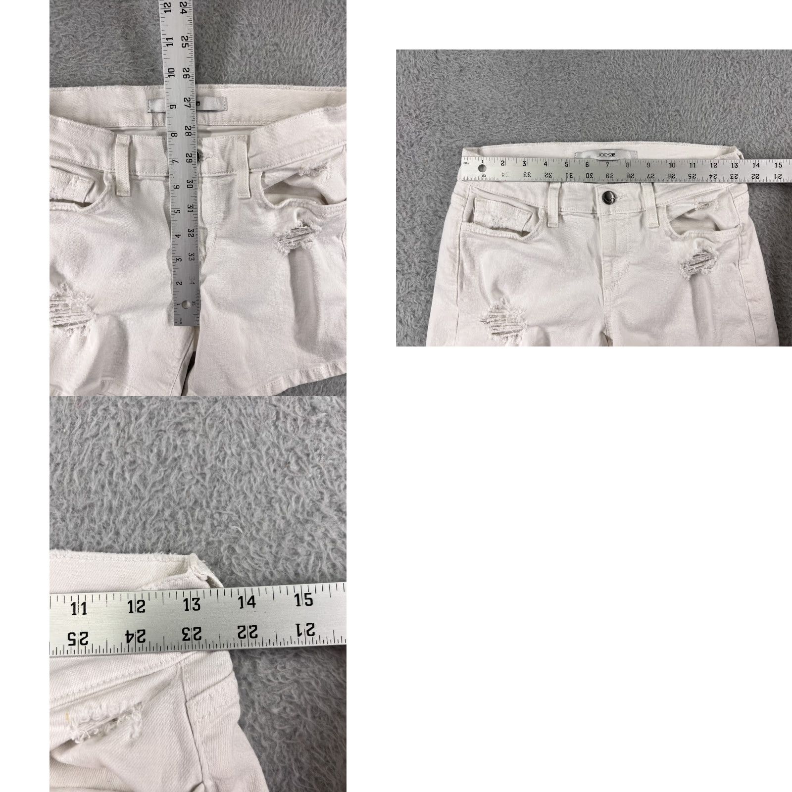 Vintage Joes Jeans Shorts Womens 25 White Distressed Cotton Blend Stretch Pockets 26x4 Size 34" / US 12 / IT 48 - 9 Thumbnail