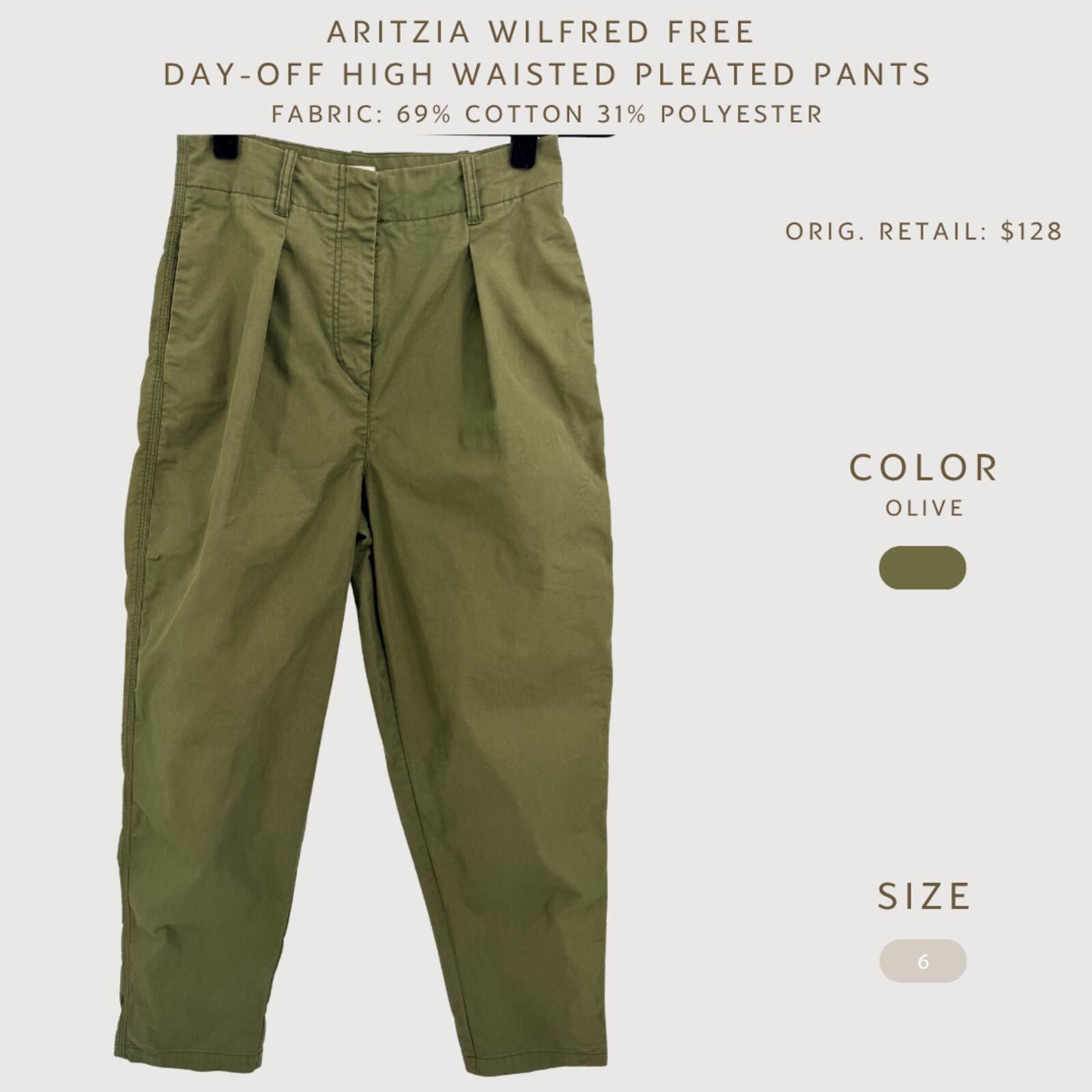Other Aritzia Wilfred High Waisted Free Day-Off Pleated Pants 6 Size 28" / US 6 / IT 42 - 2 Thumbnail