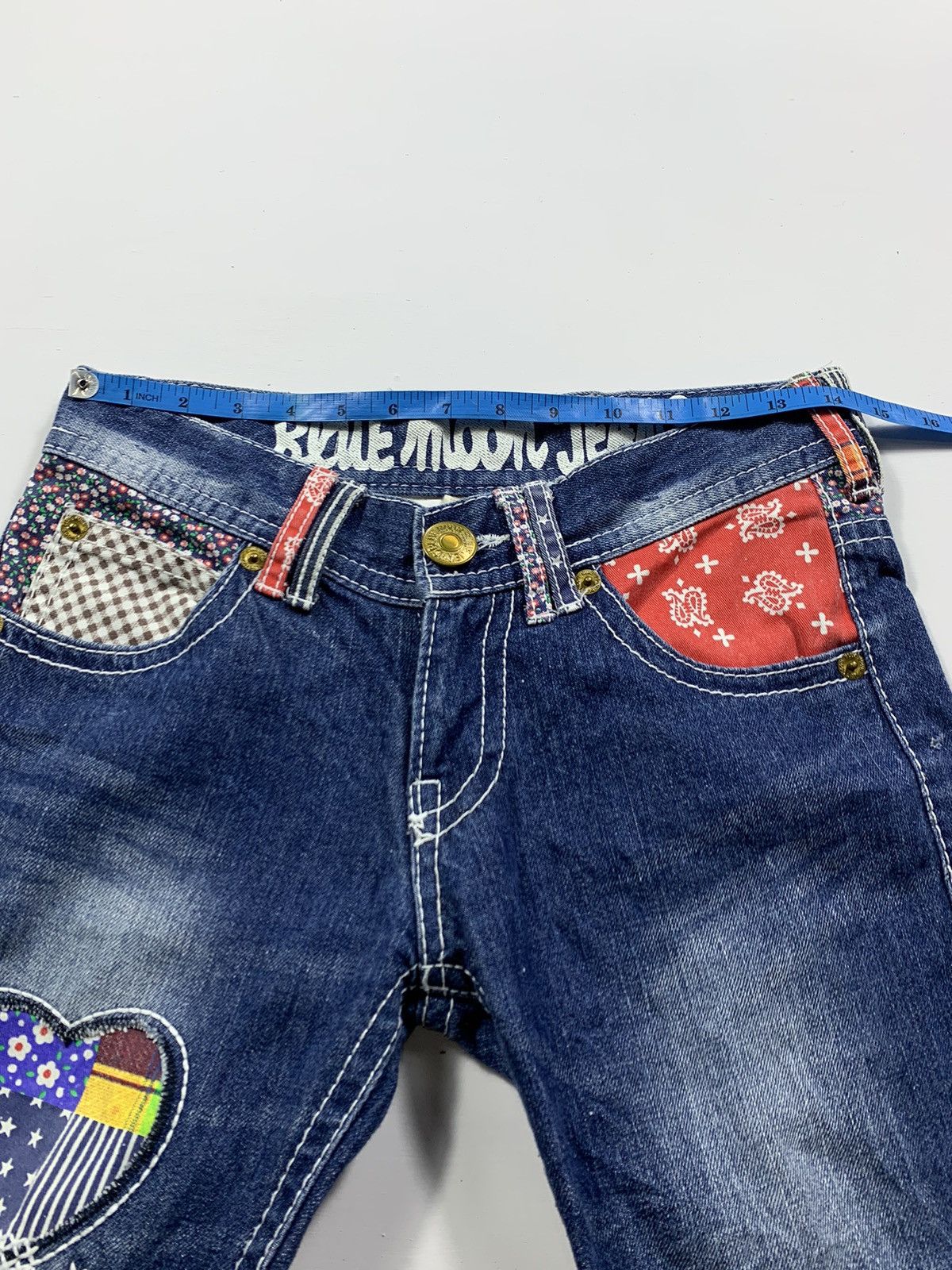 If Six Was Nine Blue Moon Blue Denim Patch Kurt Cobain Style Size US 28 / EU 44 - 6 Thumbnail