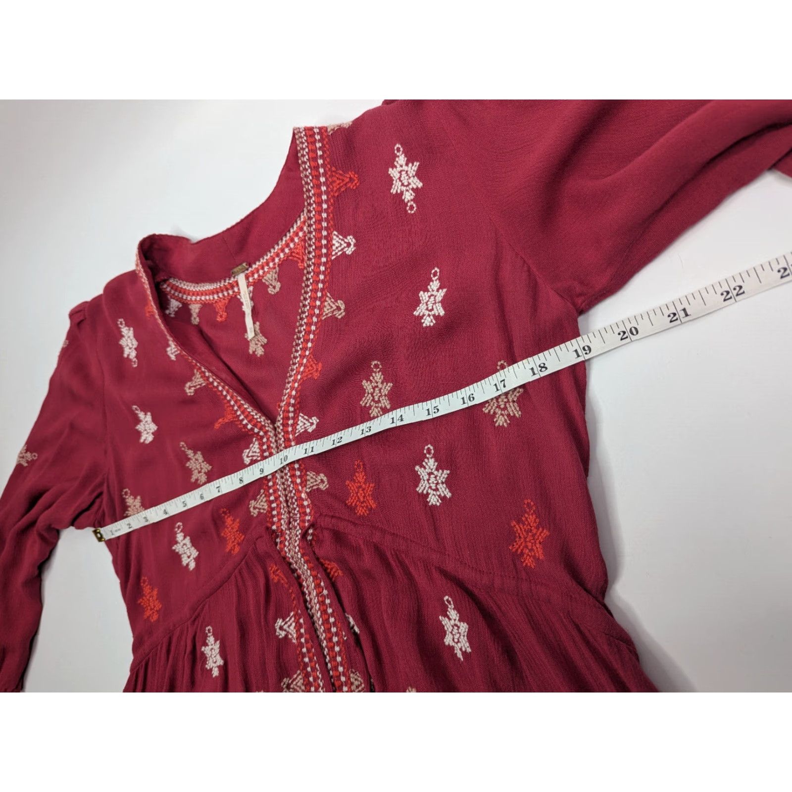 Free People Free People Stargazer Embroidered Mini Dress Women XS Red Bohemian Size XS / US 0-2 / IT 36-38 - 5 Thumbnail