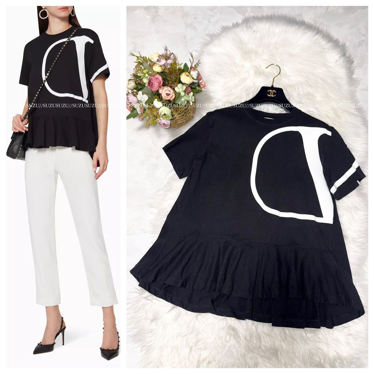 Valentino Authentic Valentino Ruffled Short-Sleeved T-Shirt Top, XS Size XS / US 0-2 / IT 36-38 - 1 Thumbnail