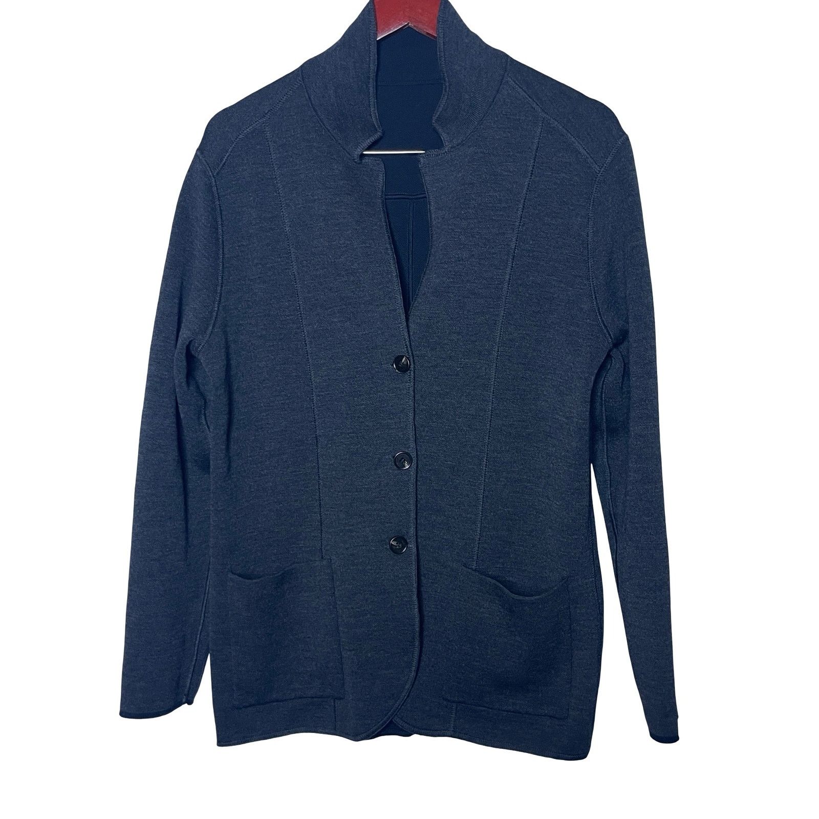 Maurizio Baldassari MAURIZIO BALDASSARI JAMAICA WOOL Navy Grey Reversible Knit Size US M / EU 48-50 / 2 - 5 Thumbnail