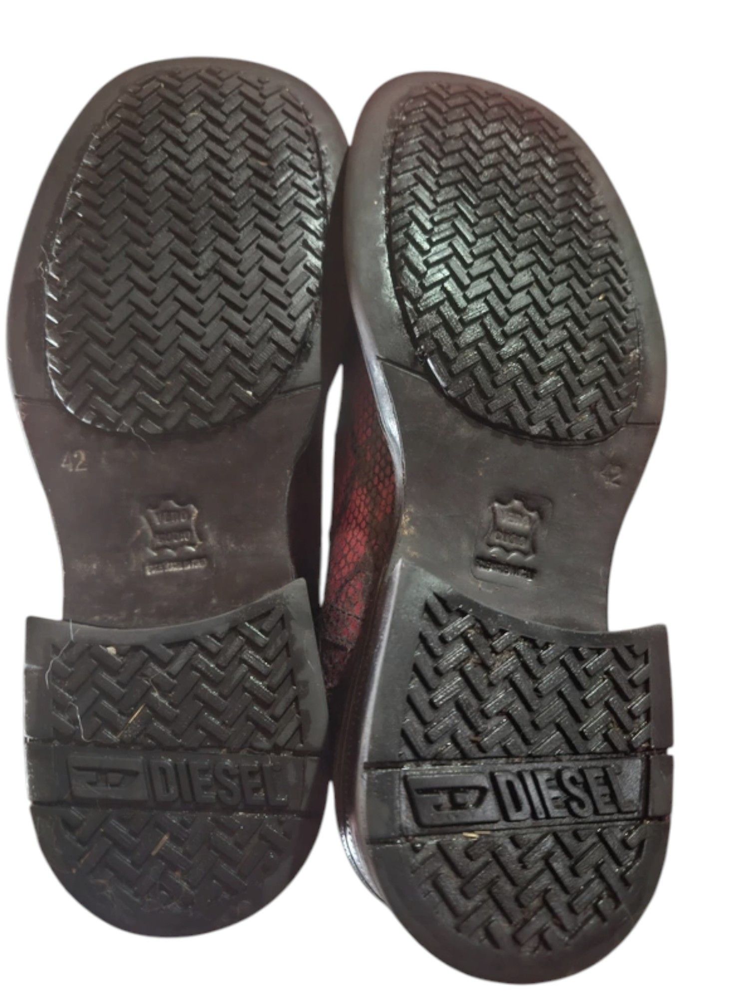 Diesel Diesel Red Snakeskin-Embossed Leather Loafers, Early 2000s Size US 9 / EU 42 - 5 Thumbnail