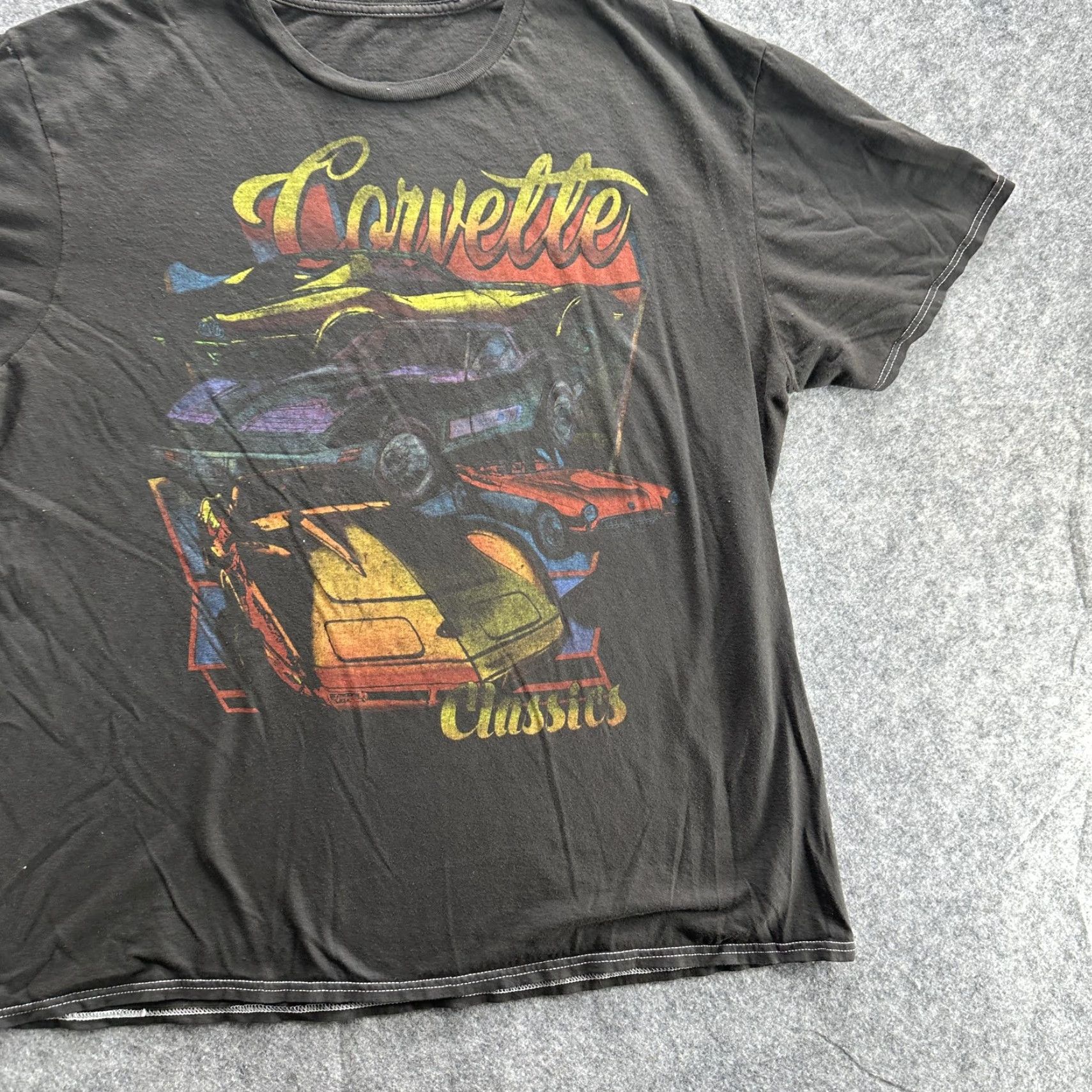 Etro VINTAGE Chevrolet Corvette T-Shirt Mens XL Black Cars Graphic Tee 90s Retro Classic Car Size US XL / EU 56 / 4 - 3 Thumbnail