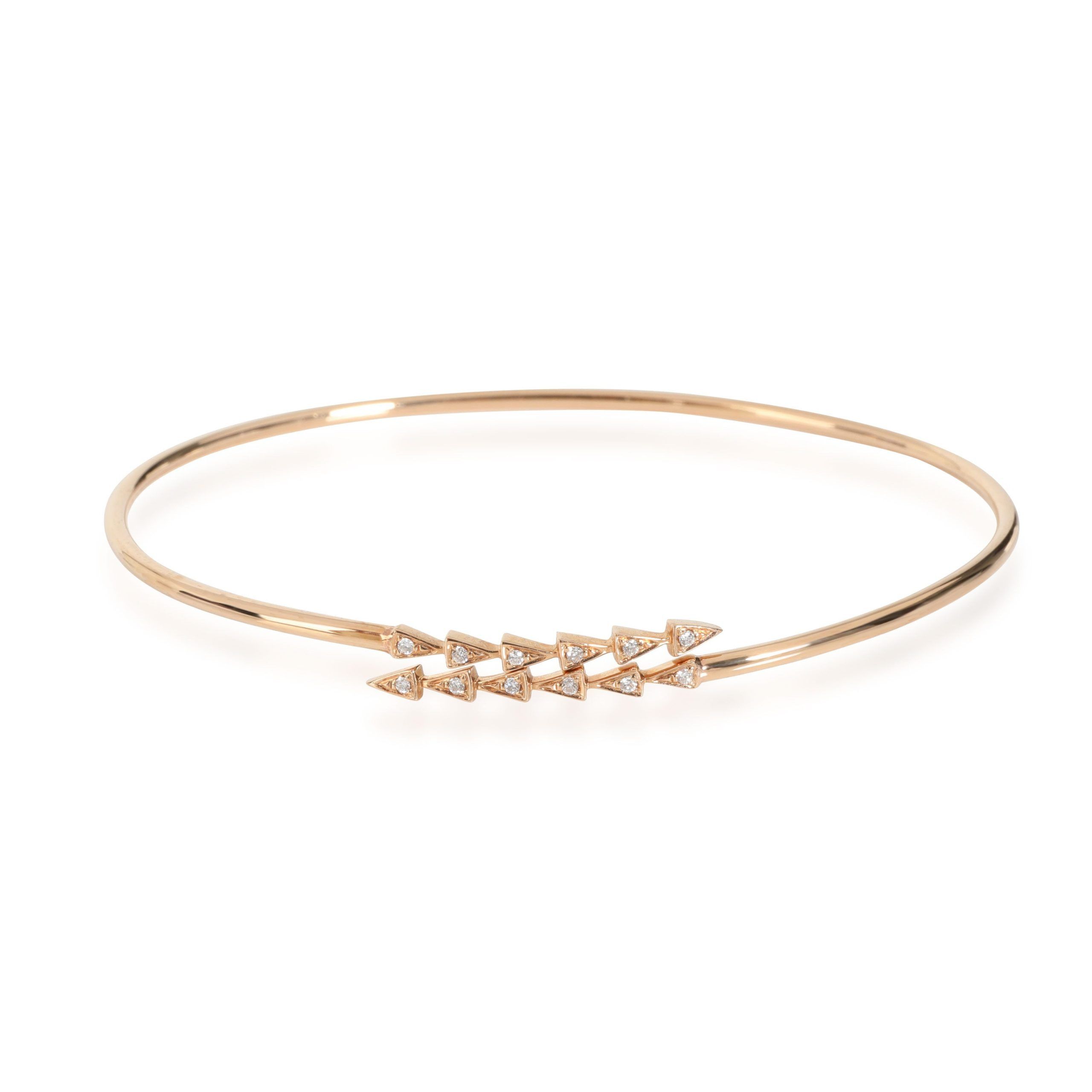 image of Tiffany Co Flexible Arrow Open Ended Bangle With Diamonds In 18K Rose Gold 0.06 Ctw, Women's