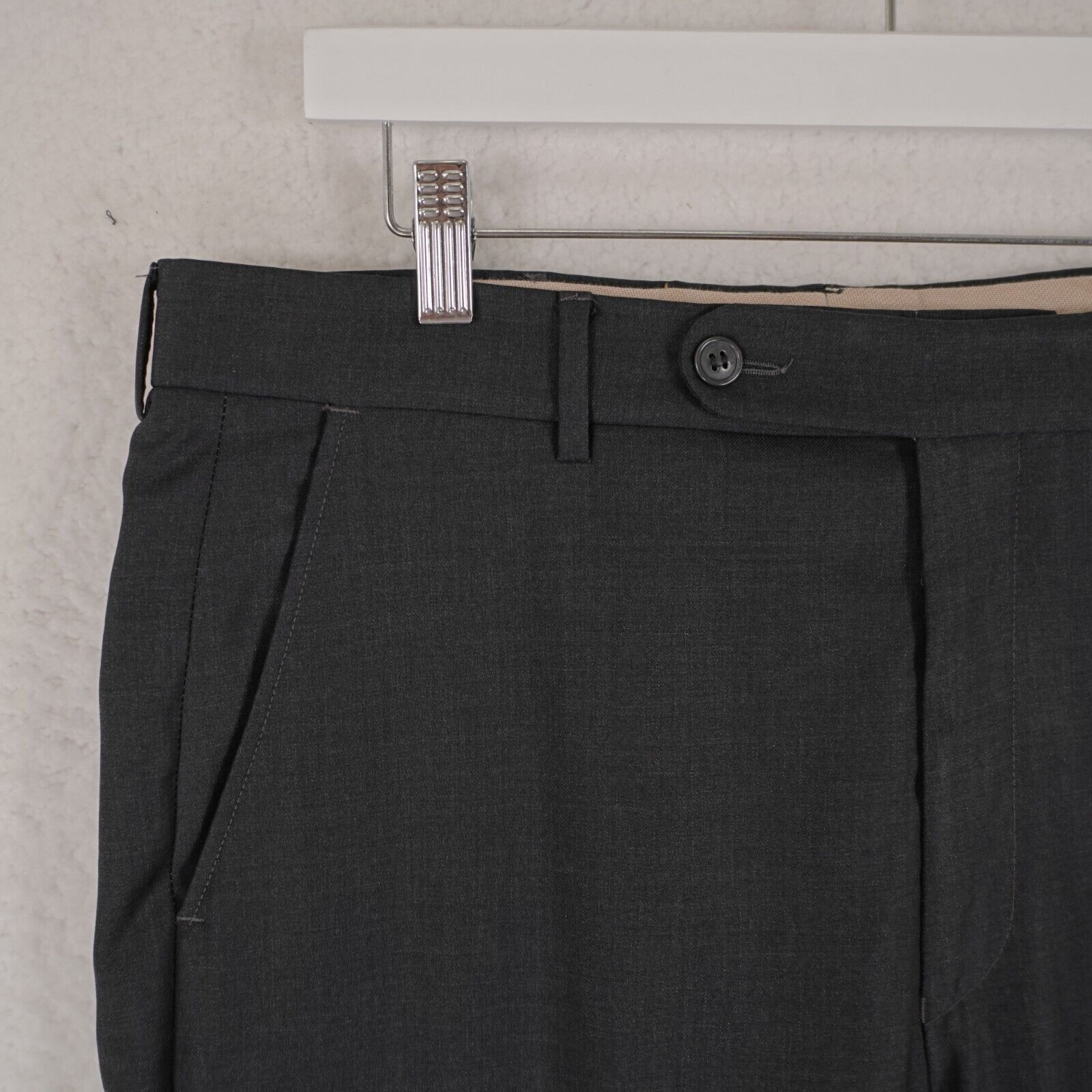 Designer Ballin Classic Super 120s Wool Gray Flat Front Mid Rise Dres Size 36R - 3 Thumbnail