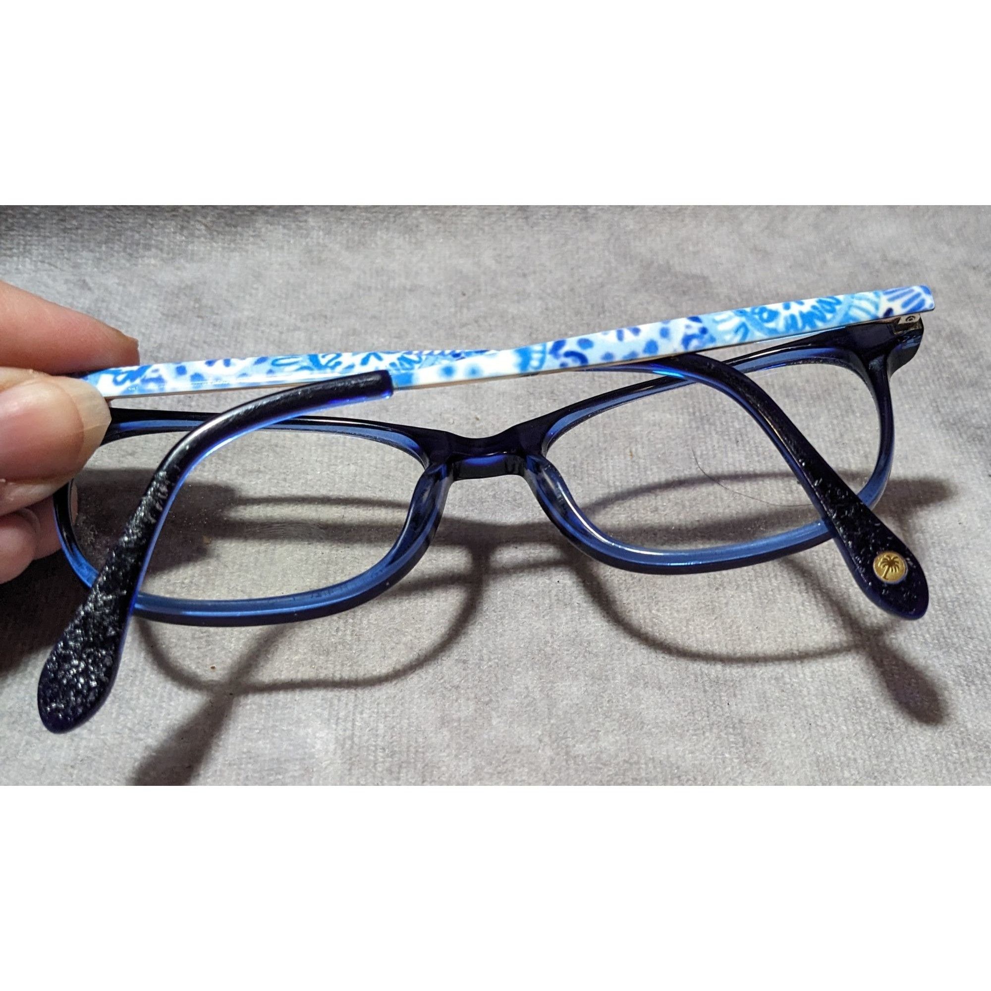 Lilly Pulitzer Lily Pulitzer Sheridan Blue And White Floral Eyeglass Frames Size ONE SIZE - 4 Thumbnail