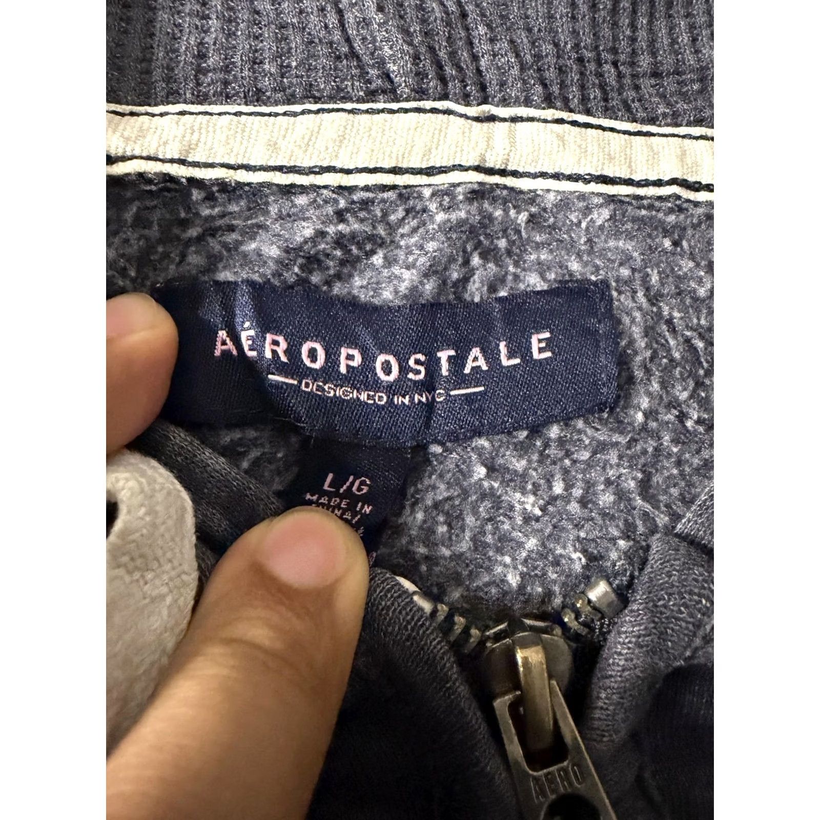 Aeropostale Aeropostale Hoodie Womens Large Blue Fleece Full Zip Aero 87 Logo Sweatshirt Size L / US 10 / IT 46 - 5 Thumbnail