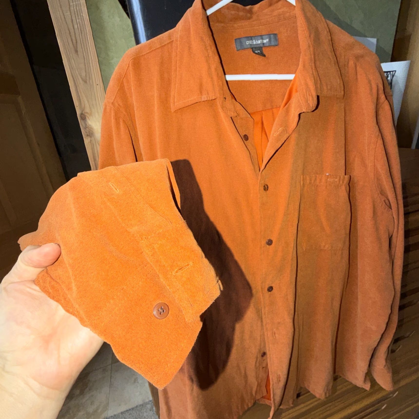 Croft & Barrow Croft&Barrow Shirt Mens 2XL PUMPKIN ORANGE sueded Button Up Long Sleeves Pocket Size US XXL / EU 58 / 5 - 7 Thumbnail