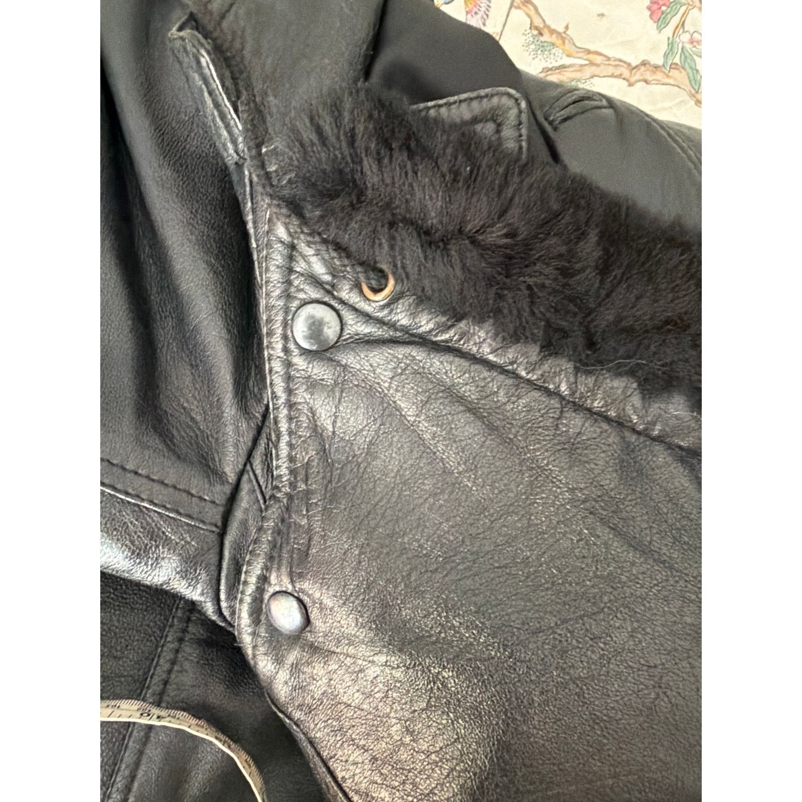 Cedarwood State 0241 Vintage Black Leather Jacket Fur Oklahoma State Seal Size S / US 4 / IT 40 - 10 Thumbnail