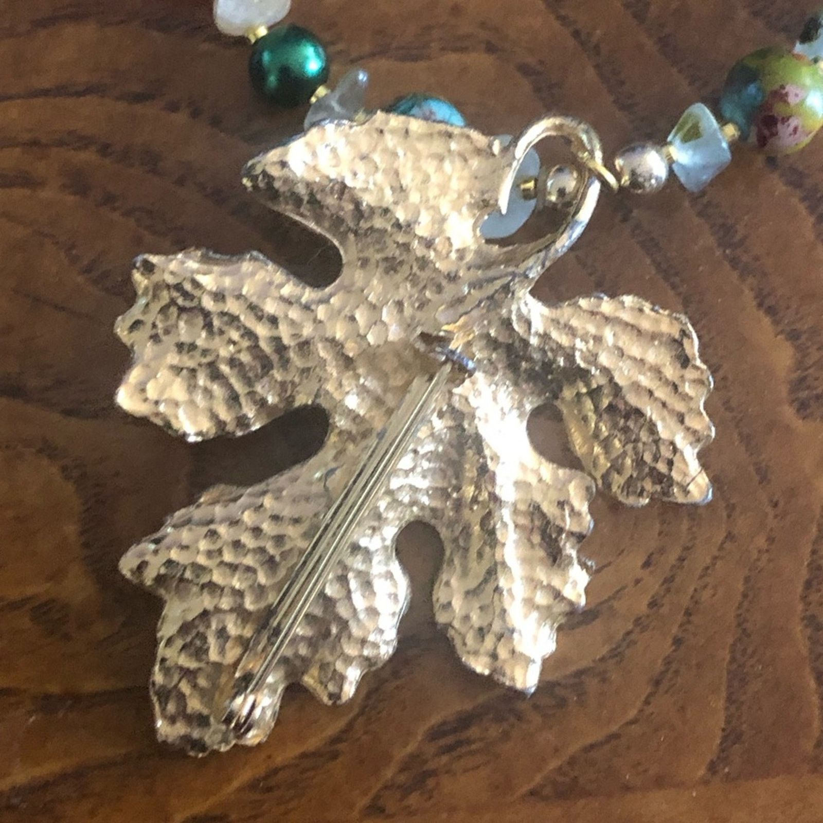 Handmade Handcrafted genuine stone nature leaf pendant necklace Size ONE SIZE - 9 Thumbnail