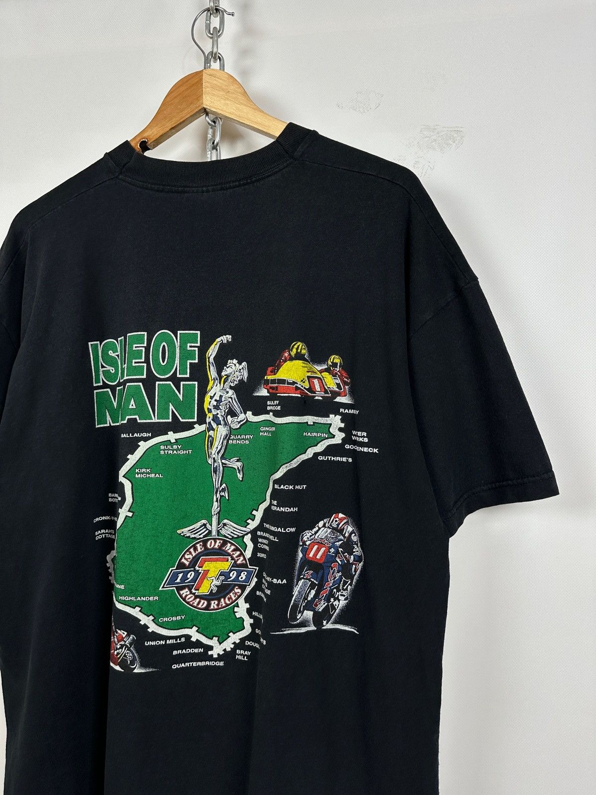Vintage 1998 Vintage Isle Of Man Road Racing Moto T-Shirt Size US XL / EU 56 / 4 - 9 Thumbnail