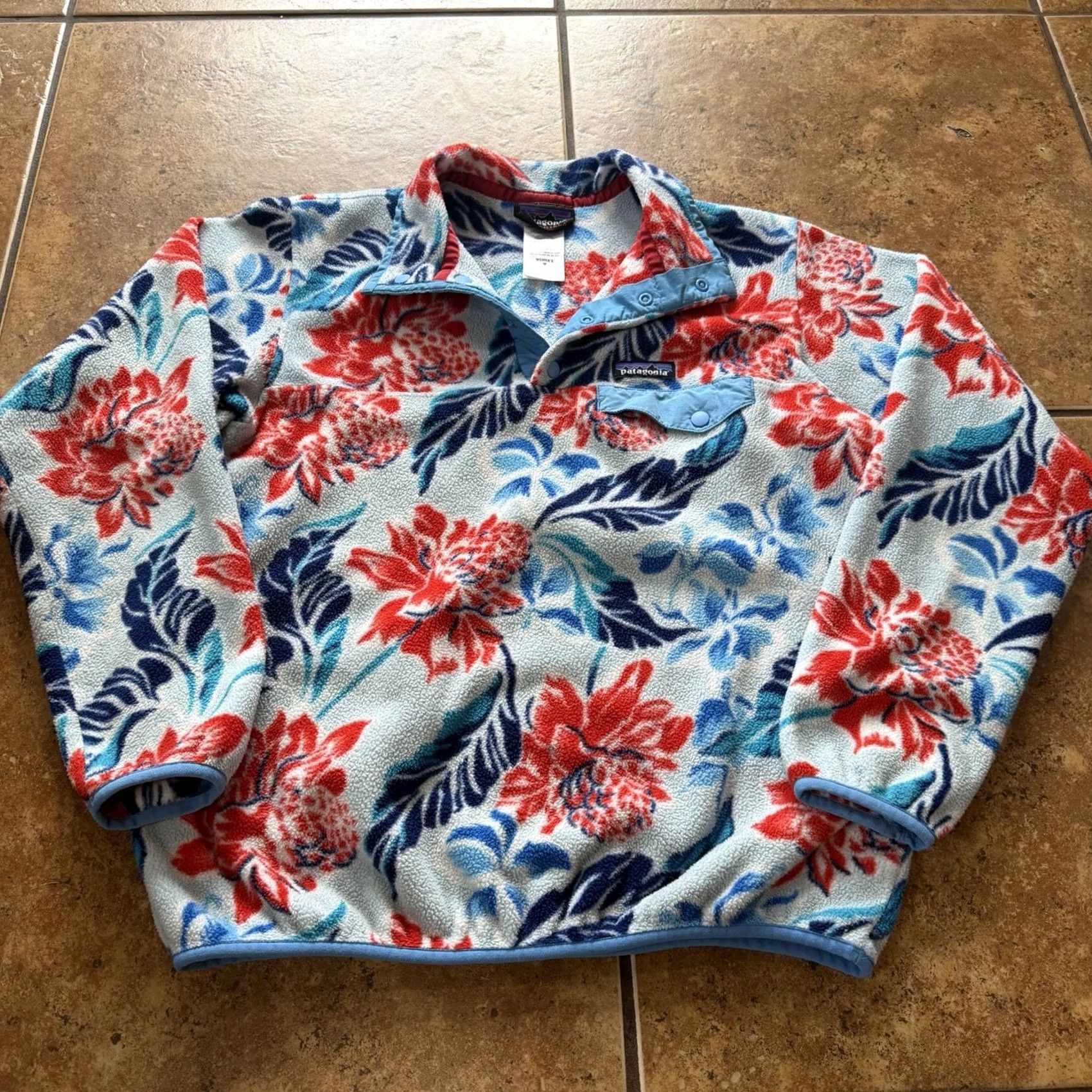 Patagonia PATAGONIA Synchilla Snap T MANOA DUSK Blue HAWAIIAN Floral Pullover Womens M Size M / US 6-8 / IT 42-44 - 2 Thumbnail