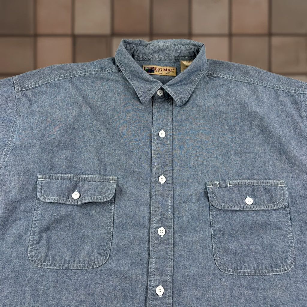 Vintage VINTAGE Big Mac Shirt Mens 2XL Blue Chambray Button-Up Short Sleeve Camp Shirt Mens 2XL Blue Chambray Button-Up Short Sleeve Camp Size US XXL / EU 58 / 5 - 1 Thumbnail