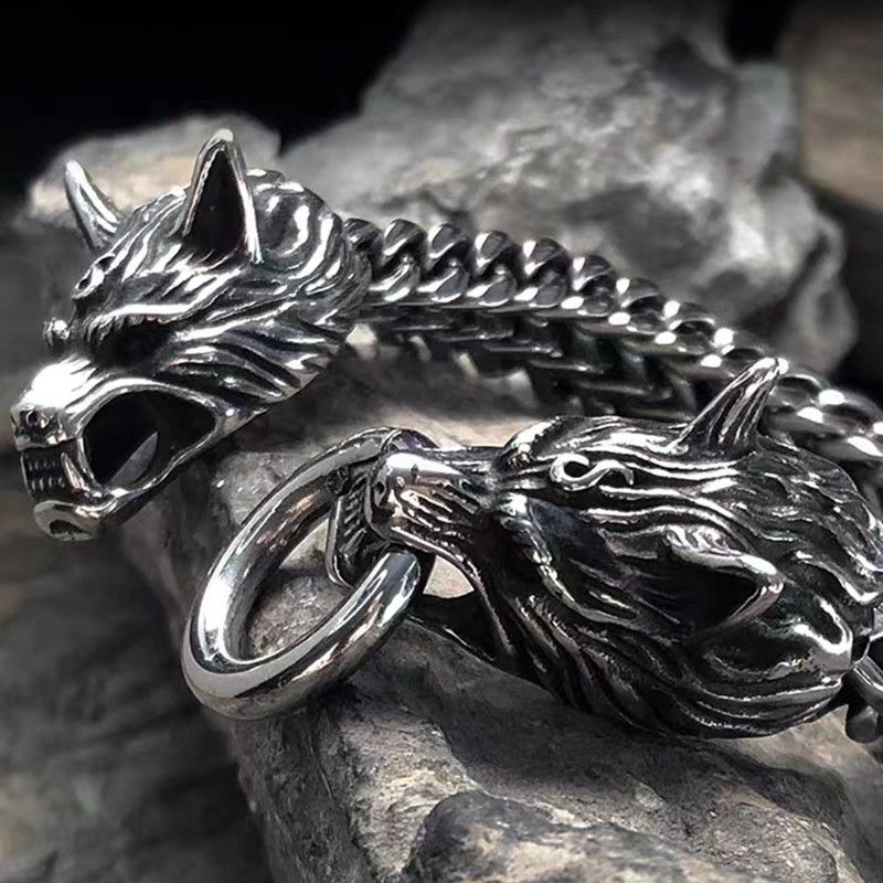 Japanese Brand Nordic Double Wolf Head Bracelet Size ONE SIZE - 3 Thumbnail