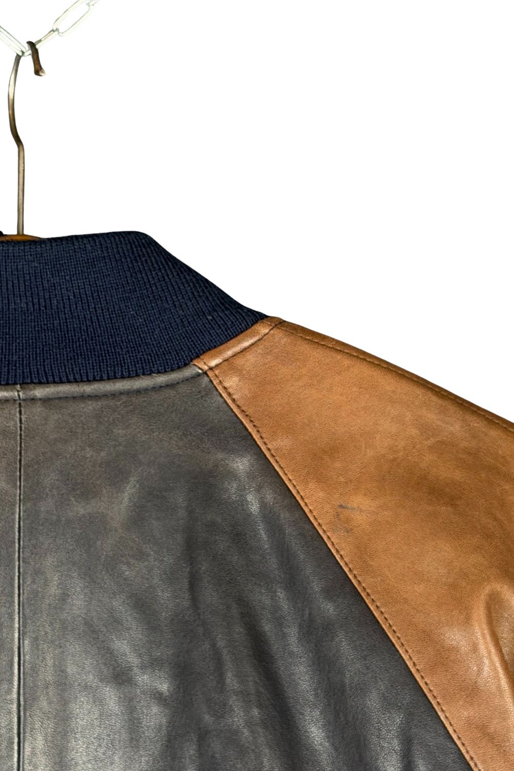 Polo Ralph Lauren PRL 90s Full-Leather Varsity (Black/Tan) Hong Kong Made Size US M / EU 48-50 / 2 - 21 Thumbnail