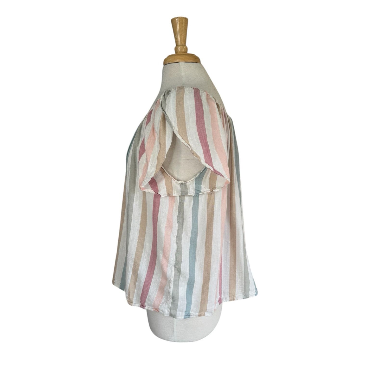 Gap GAP Soft Vertical Stripe Flutter Sleeve Blouse Large Size L / US 10 / IT 46 - 2 Thumbnail