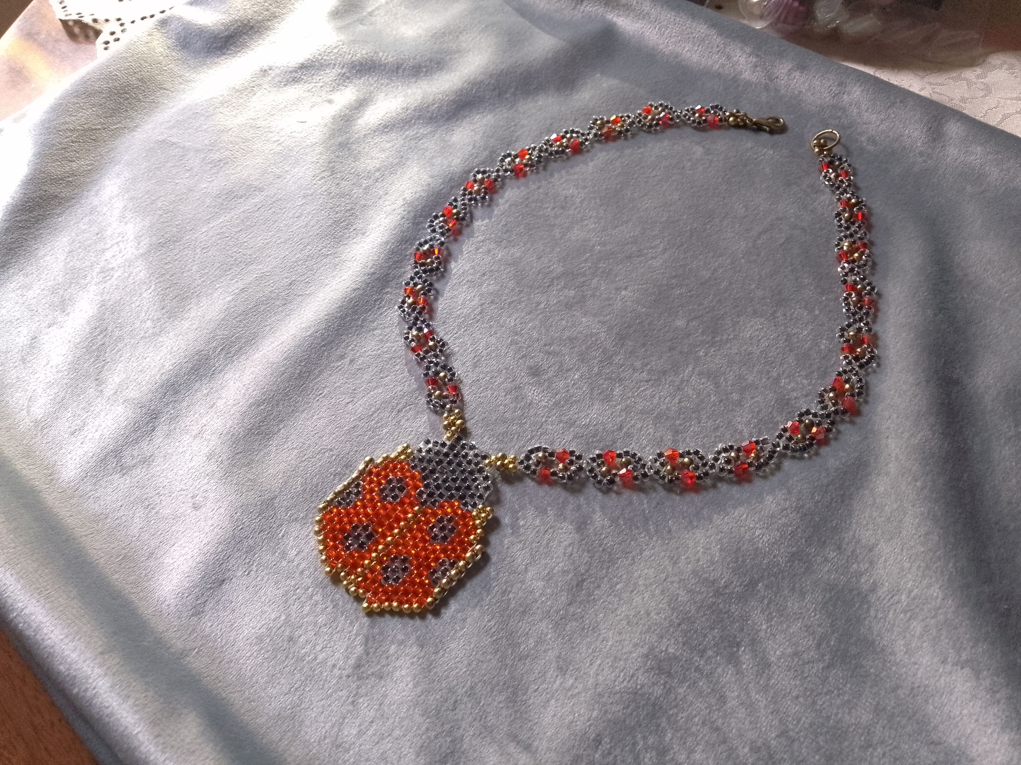 Handmade Necklace Beaded Pendant Ladybug Elegant Boho Unique Size ONE SIZE - 6 Thumbnail