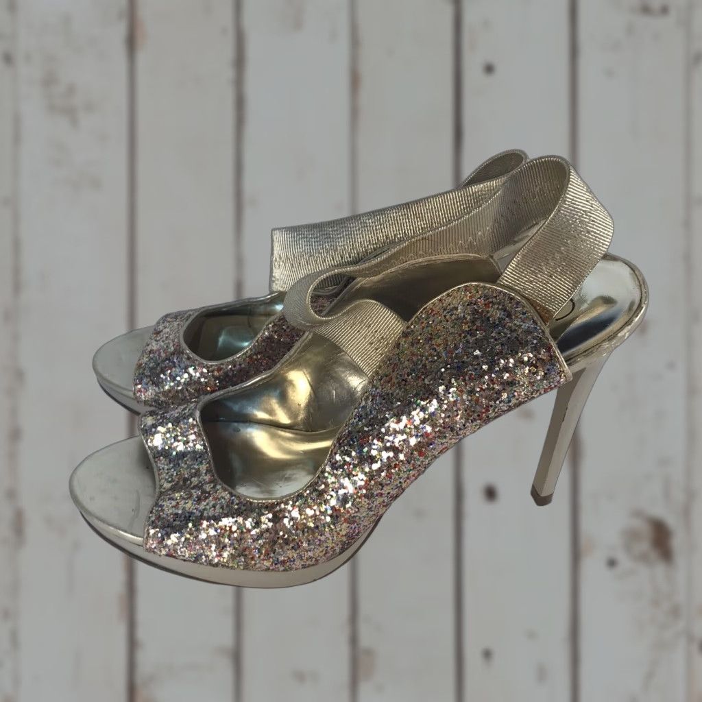 Halo Carlos Santana Halo Glitter Peep Toe Slingback Heels Womens Size 9 Stiletto Multicolor Size US 9 / IT 39 - 1 Thumbnail