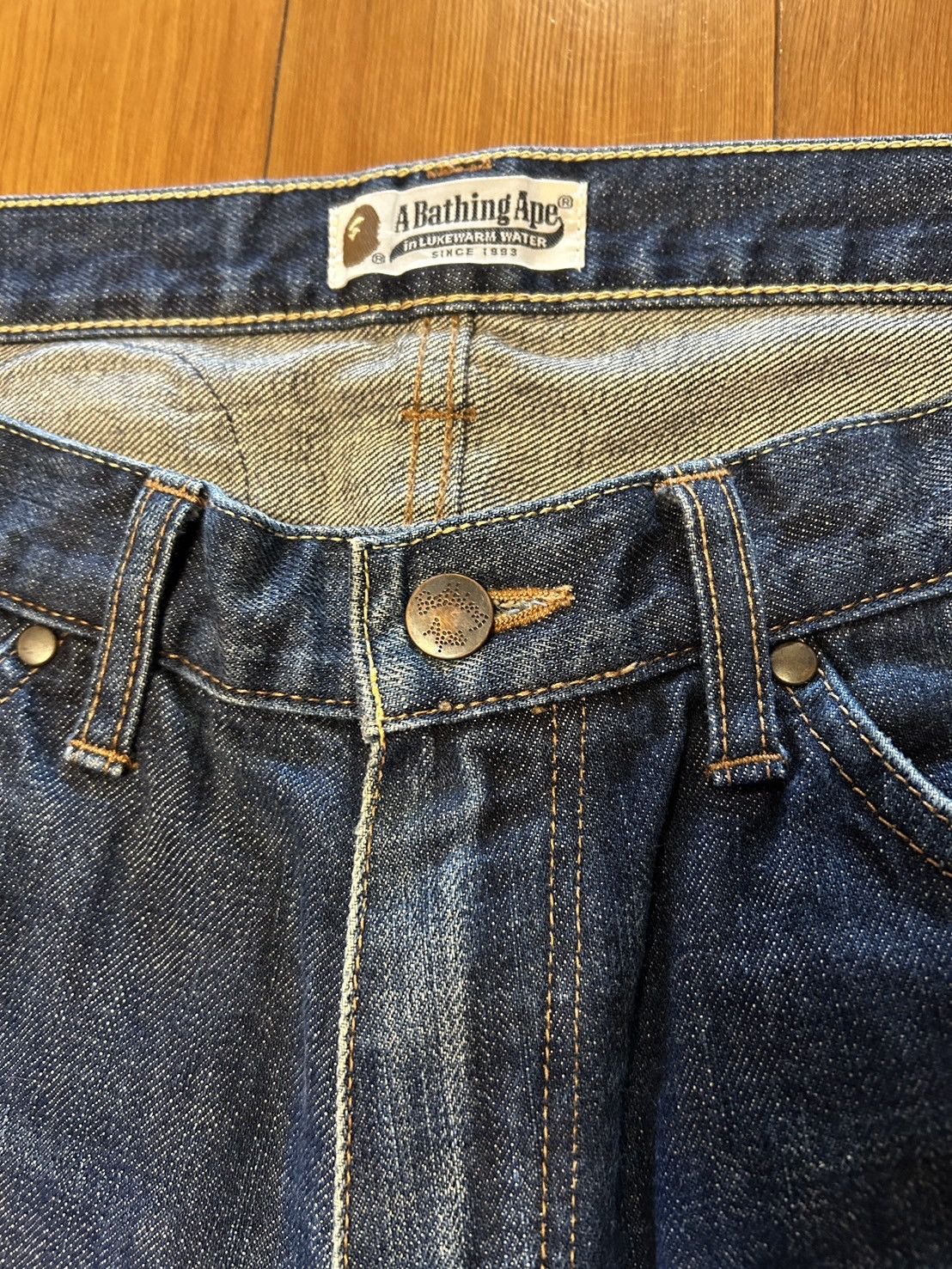 Bape Bape Champion Multi Logo Denim Spell Out Size US 30 / EU 46 - 5 Thumbnail