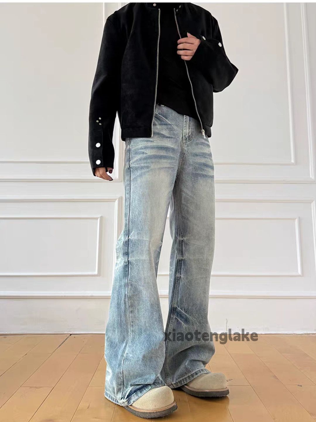 xtl washed faded punk grunge vintage bootcut jeans