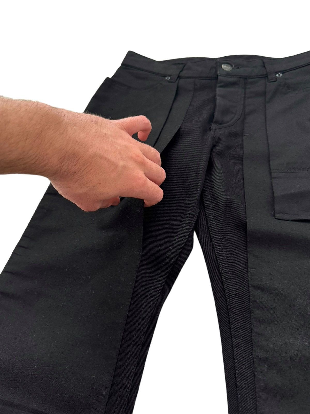 Helmut Lang SS2003 Inside Out Black Denim Jeans Size US 27 - 2 Thumbnail