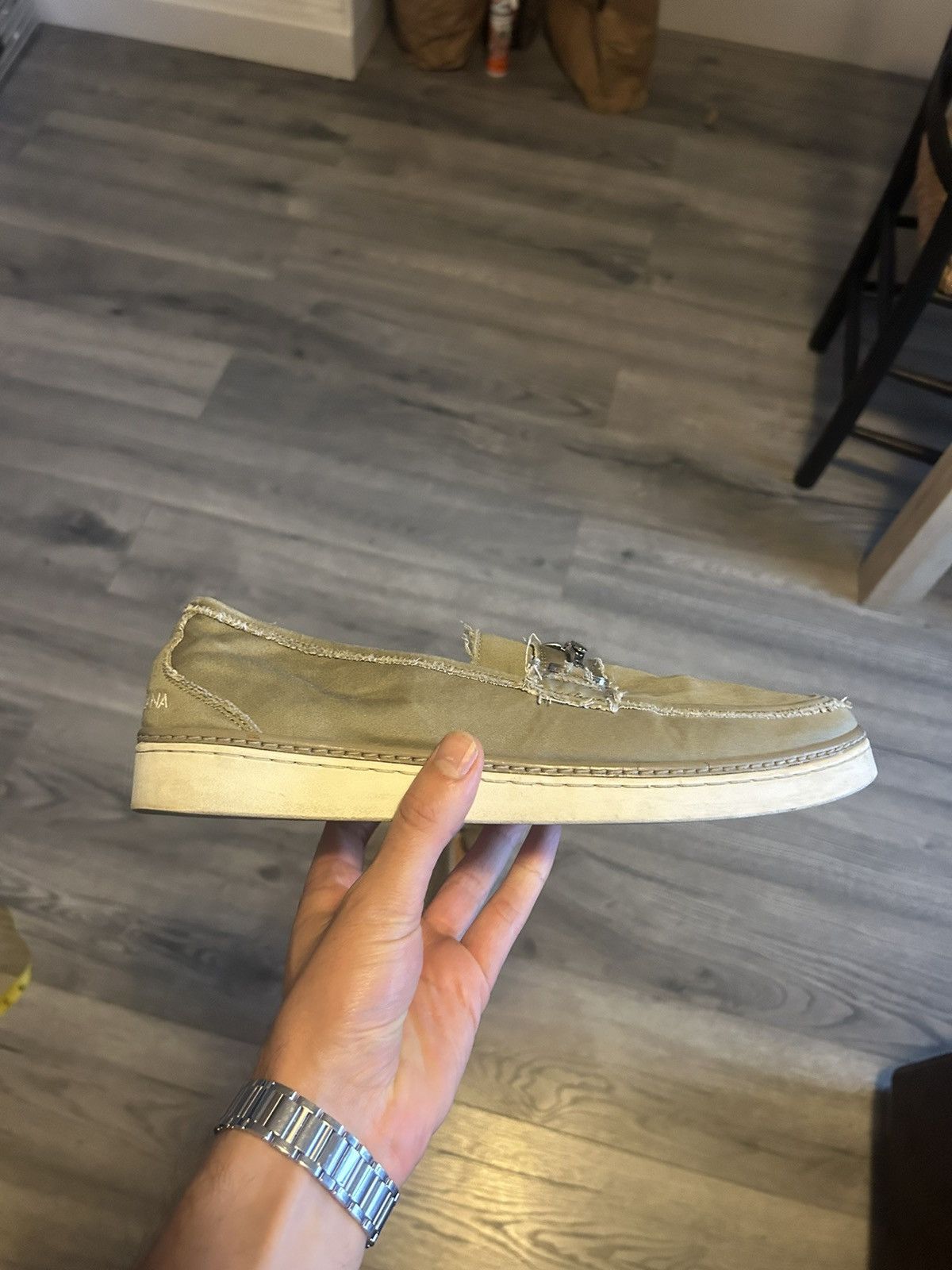 Dolce & Gabbana Dolce & Gabbana Distressed Canvas Horsebit Loafers Size US 11 / EU 44 - 3 Thumbnail