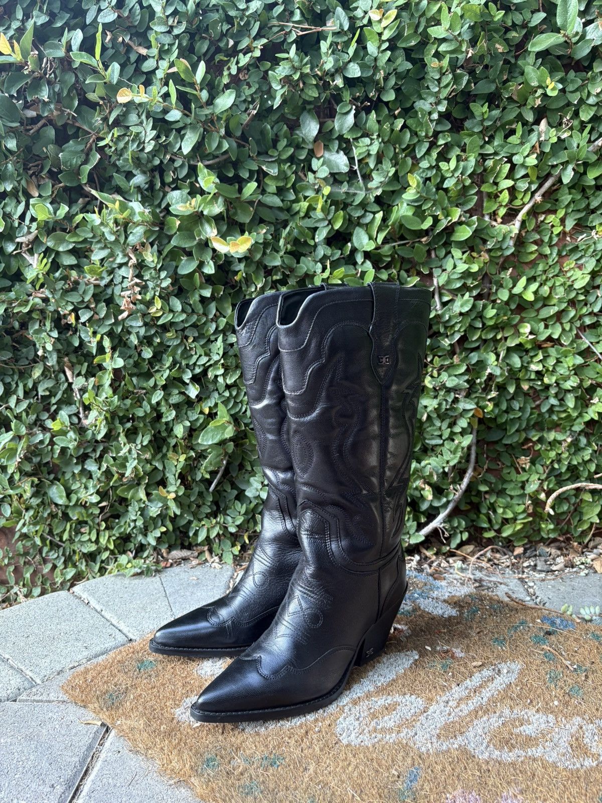 Sam Edelman BLACK LEATHER WESTERN BOOTS / W 7.5 Size US 7.5 / IT 37.5 - 1 Thumbnail