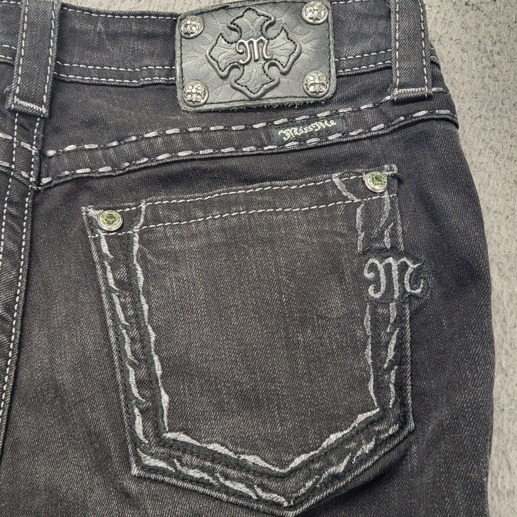 Miss Me Miss Me Jeans Skinny Black Denim 30 Women 33x32.5 JS540852 Distressed Stretch 5-Pocket Size 30" / US 8 / IT 44 - 2 Thumbnail