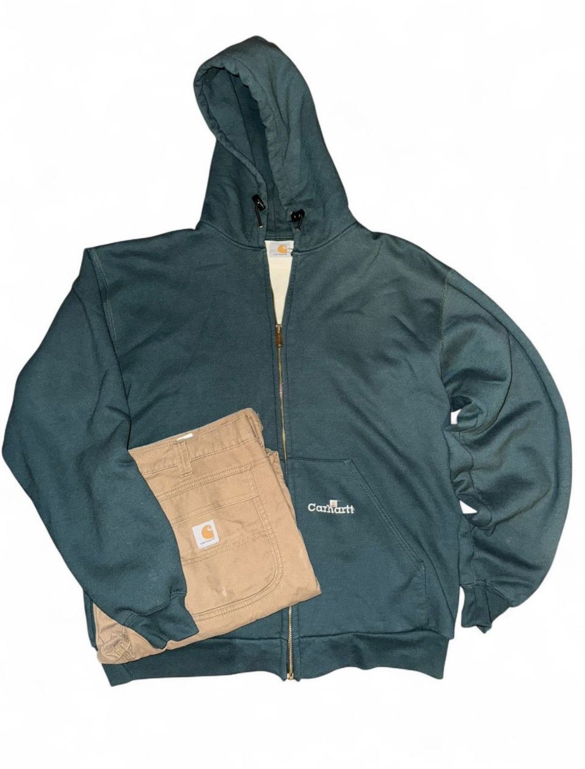 Carhartt Carhartt Waffle-Lined Zip Hoodie – Green XL Workwear Fit Size US XL / EU 56 / 4 - 1 Thumbnail