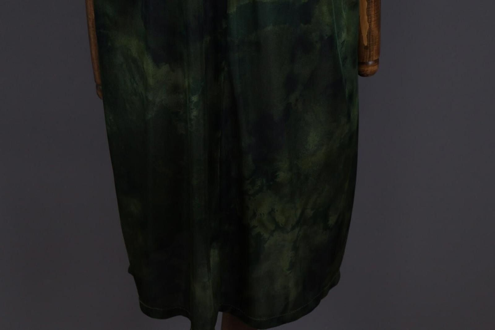 Designer Marina Sport Green Printed V-Neck Summer Knee Dress Size 27 Size M / US 6-8 / IT 42-44 - 3 Thumbnail