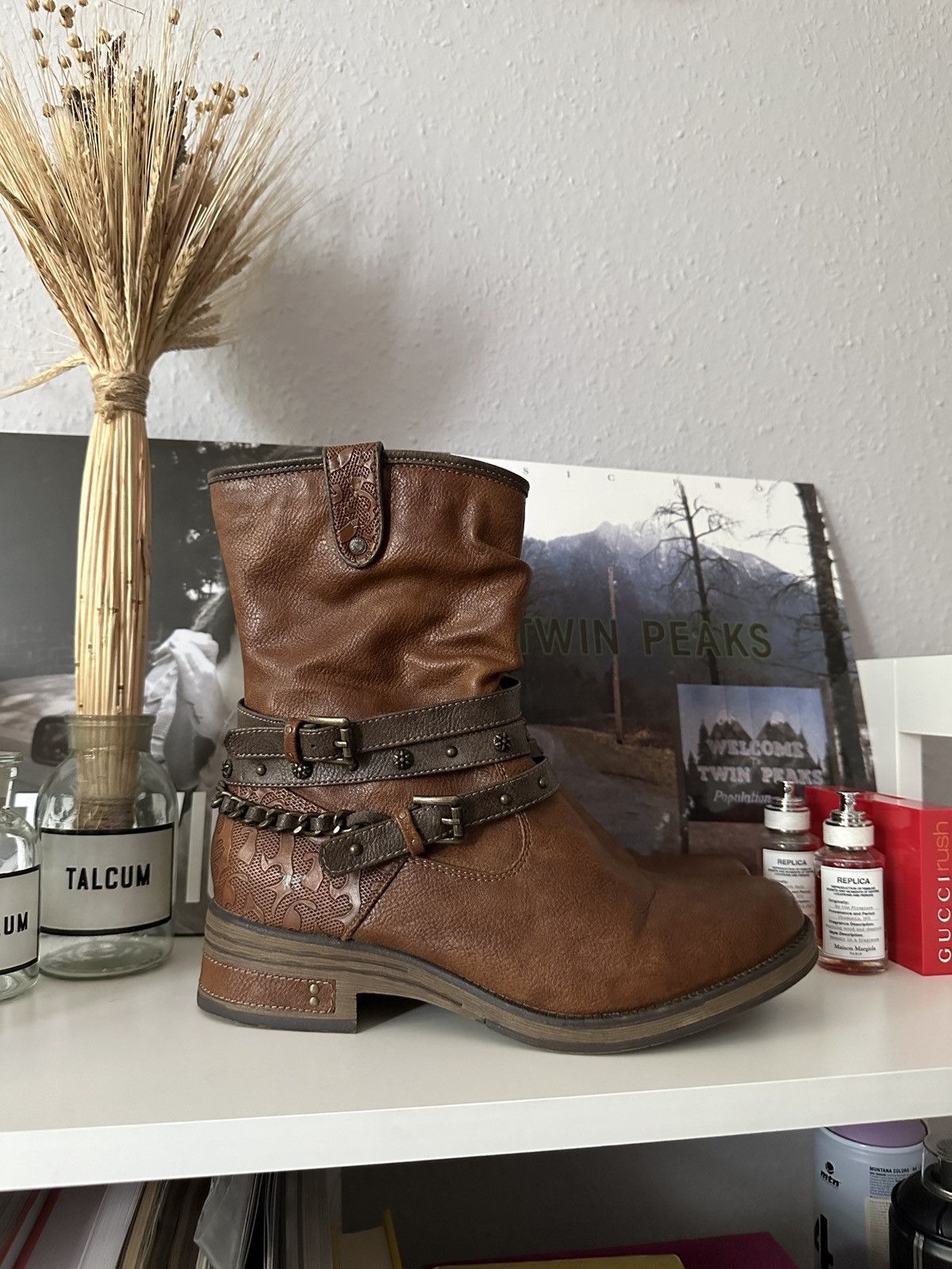Avant Garde Mustang Vintage Mustang Retro Cowboy Buckle Biker Distressed Leather Boots Grailed