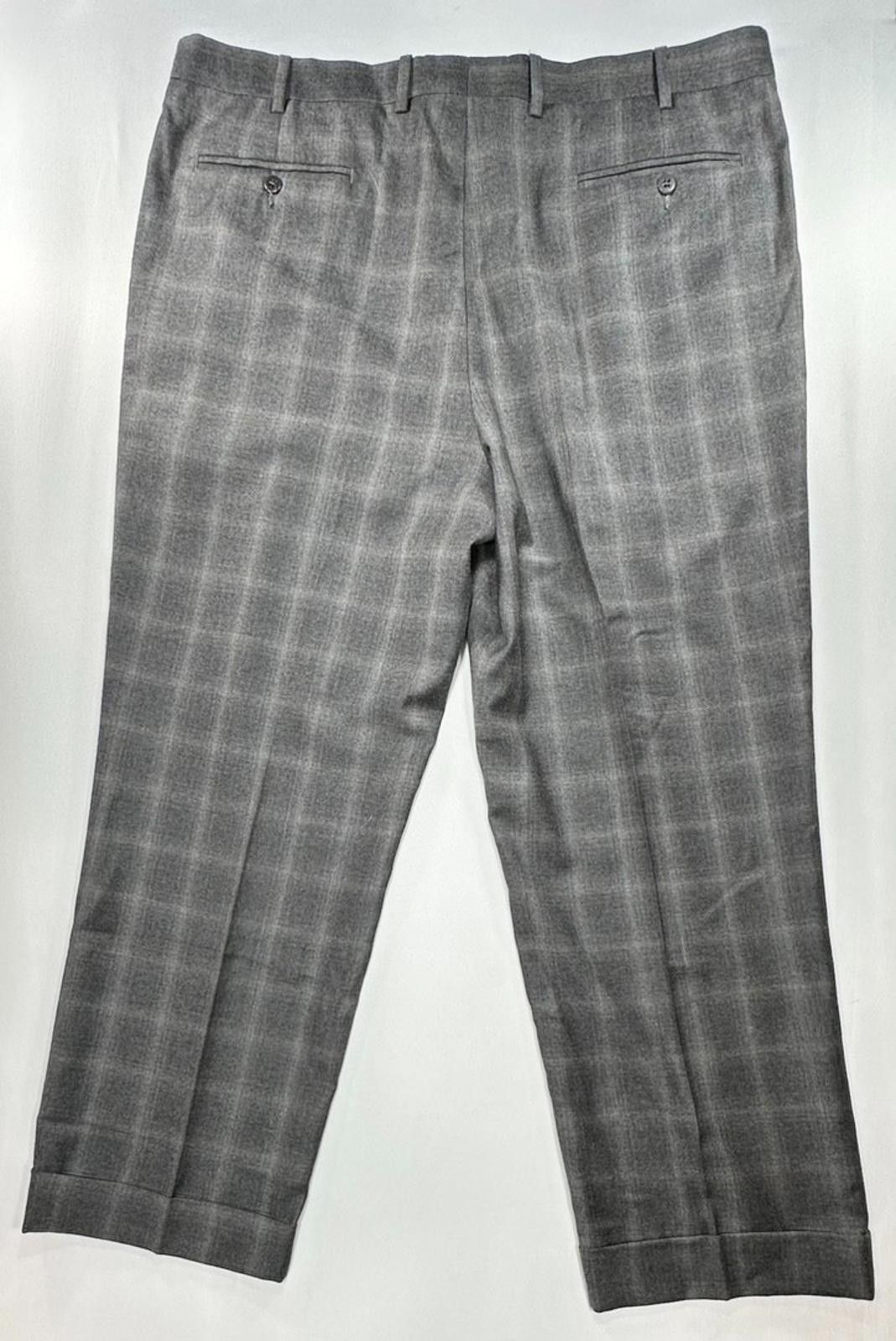 Zanella Zanella Bennett Pleated Checked Wool Pants Gray Mens 40/28 Size US 40 / EU 56 - 2 Thumbnail