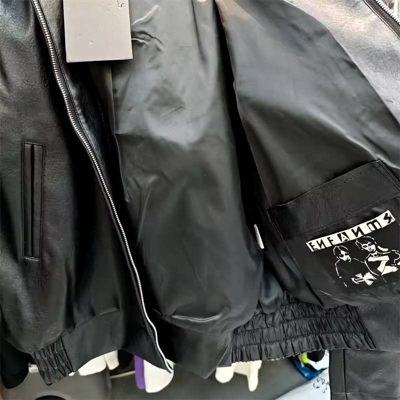 Japanese Brand × Vintage unisex zippered leather jacket with embroidery Size US L / EU 52-54 / 3 - 13 Thumbnail
