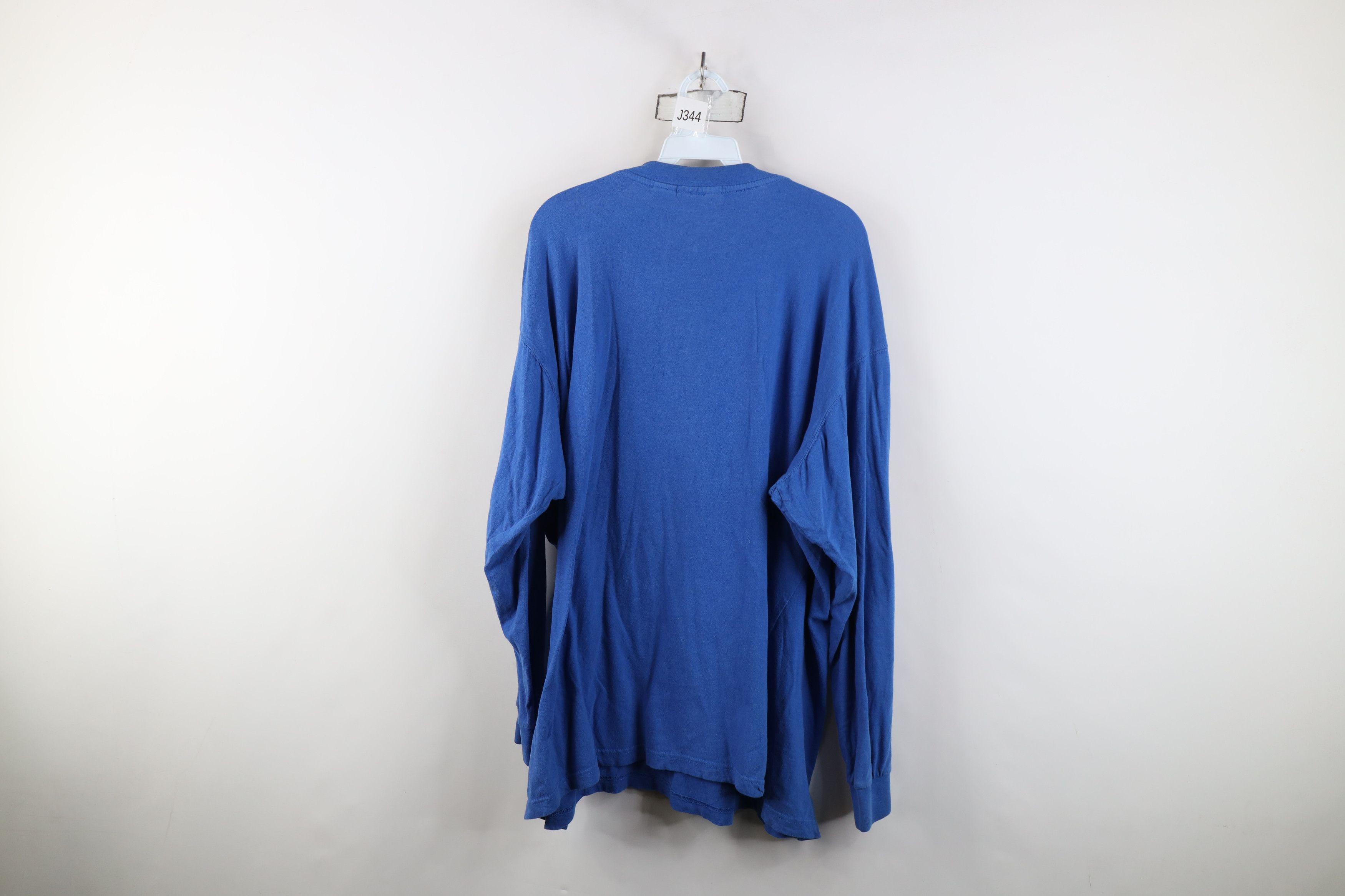 Vintage Vintage 90s Streetwear Long Sleeve Pocket T-Shirt Royal Blue Size US XXL / EU 58 / 5 - 11 Thumbnail