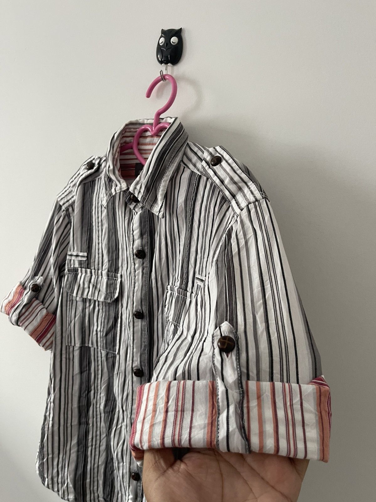 If Six Was Nine Rare Vintage RATTLE TRAP Striped Wood Button Japan Size US M / EU 48-50 / 2 - 2 Thumbnail