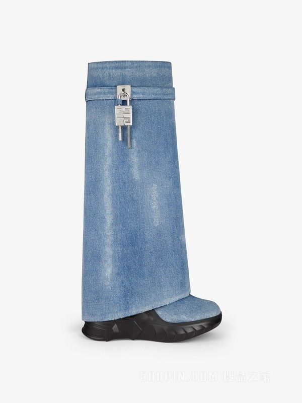 Givenchy o1w1db10525 Shark Lock Boots Biker 120mm in Blue Size US 10 / IT 40 - 2 Thumbnail