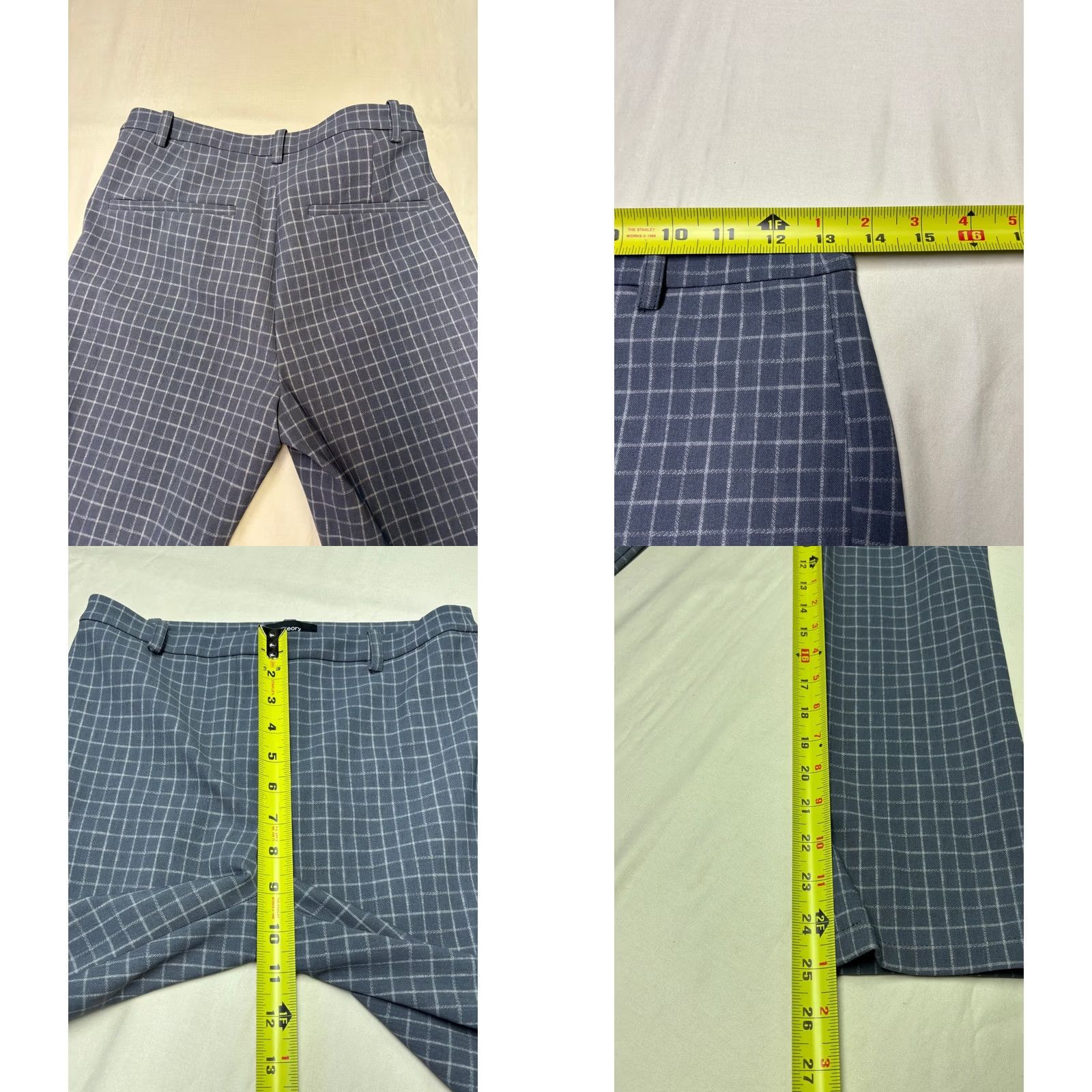 Theory Theory CL Slim Pant B Precision Grid Blue Check Trousers Womens Size 0 W26 L25 Size 25" / US 0 / IT 36 - 8 Thumbnail