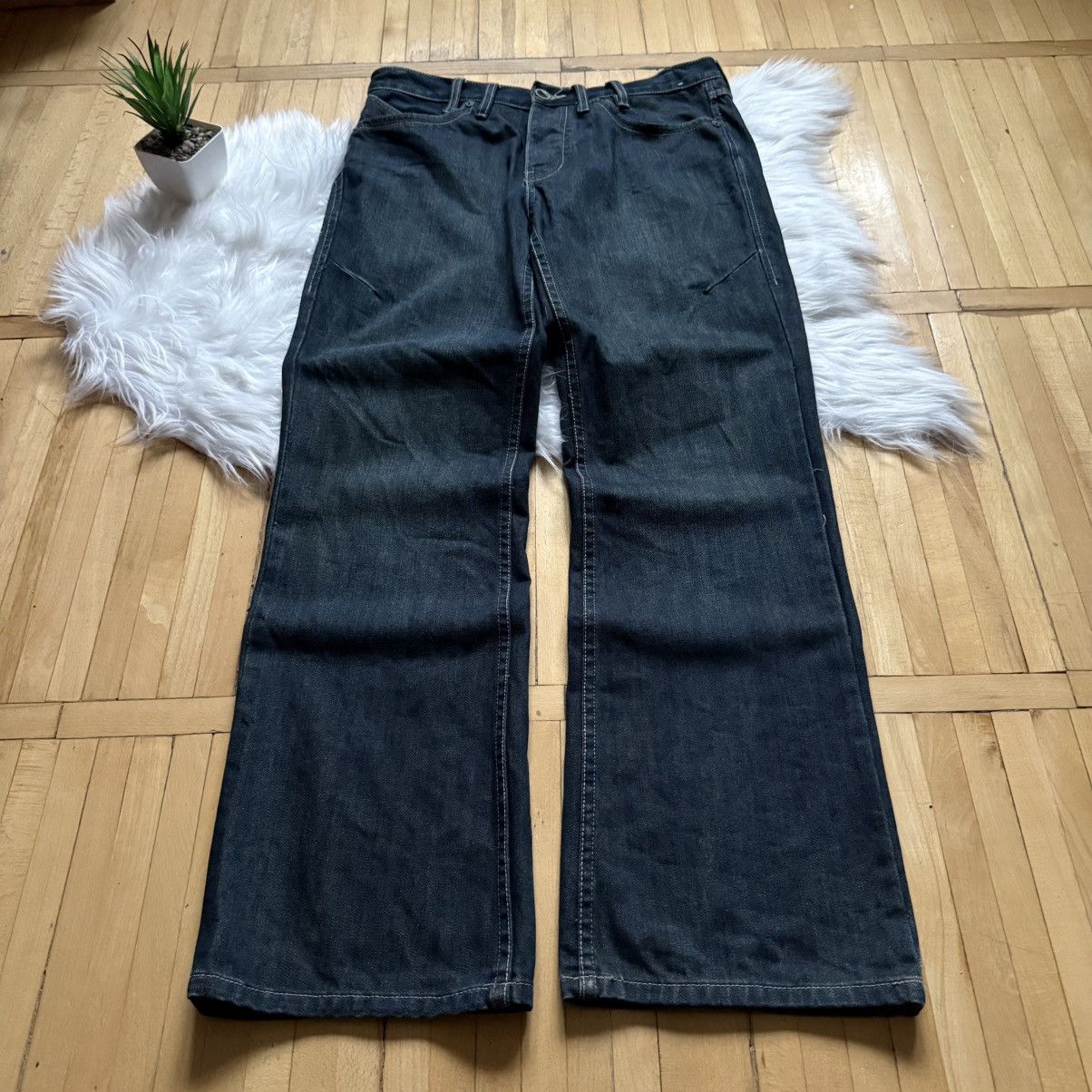 If Six Was Nine 📌 Vintage Red Herring Y2K Distressed Bootcut Washed LGB Jean Size US 32 / EU 48 - 2 Thumbnail