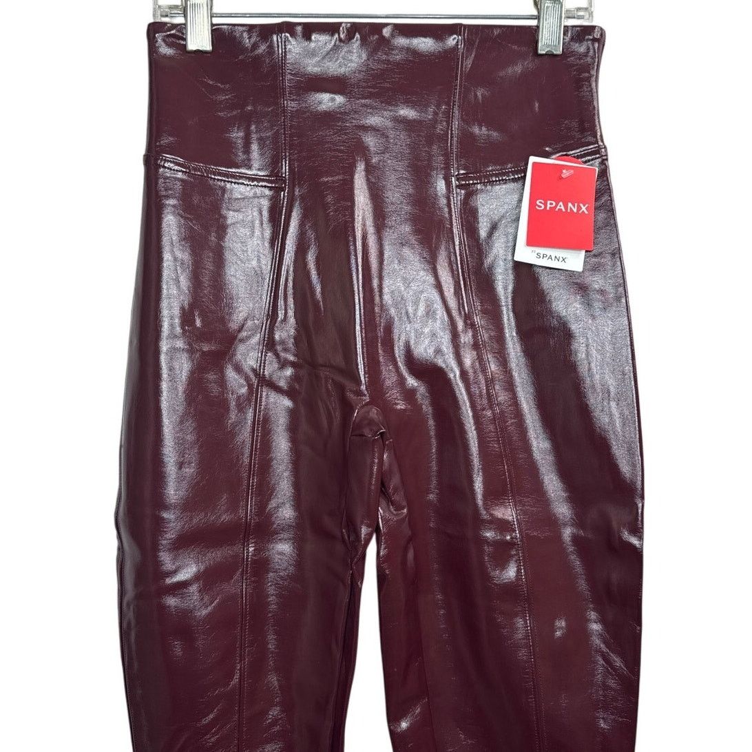 Spanx NWT Spanx Faux Patent Leather Burgundy Leggings Size Small Size 27" / US 4 / IT 40 - 5 Thumbnail