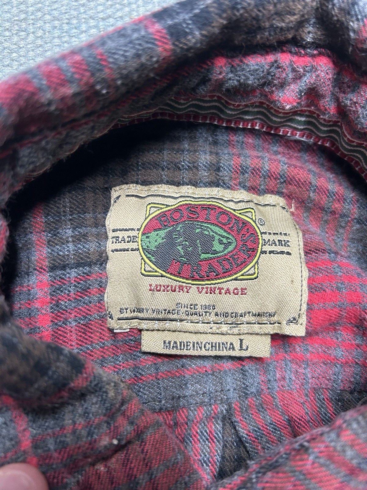 Vintage Boston traders flannel shirt shadow plaid brushed cotton L Size US L / EU 52-54 / 3 - 3 Thumbnail