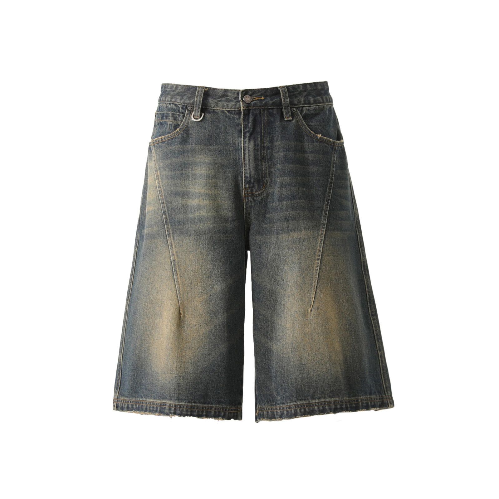 Japanese Brand Embroidered Stripe Washed Denim Cargo Shorts Size US 32 / EU 48 - 3 Thumbnail