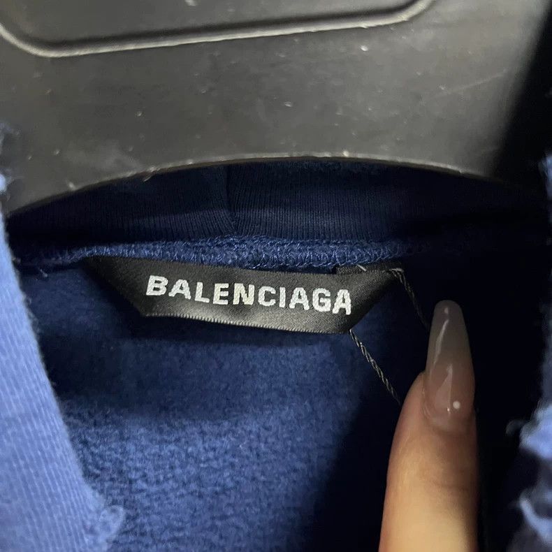 Balenciaga Balenciaga Balenciaga Blue Distressed Hoodie-2507 Size US XS / EU 42 / 0 - 2 Thumbnail