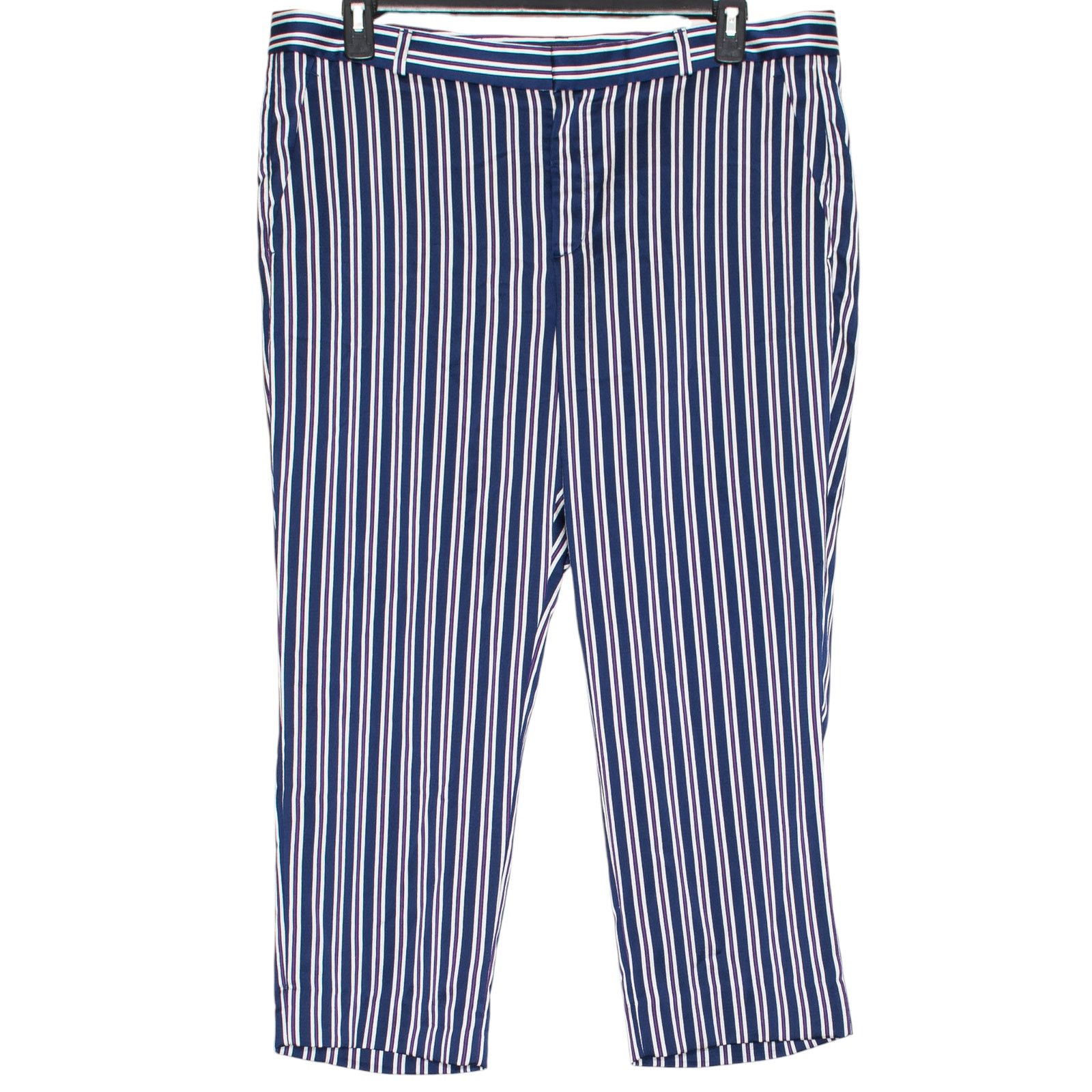 Banana Republic Banana Republic Avery Crop Pants Stripe Blue 16S Office Size 38" / US 16 / IT 52 - 1 Thumbnail